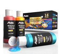 ABEIER Metallic Acrylic Pour Paint, 18 Colors Pre-Mixed High Flow (60 ml/2 oz) with Acrylic Pouring Oil, Supplies for Canvas, Wood, Rocks & More