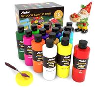 ABEIER Outdoor Acrylic Paint, 15 Vibrant Colours Waterproof Paints (250ml)