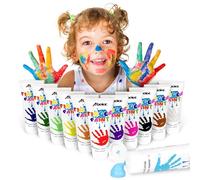 ABEIER Washable Finger Paint for Toddlers, Safe Non-Toxic, 12 x 2oz Vibrant Colors, Baby Safe Paint for Hand and Feet, Mess Free Art Supplies for Kids, Preschool Learning Gifts, Ages 3 4 5 6+