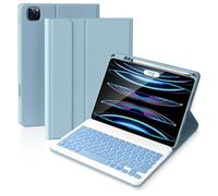 ABEIFAN iPad Air 6th Generation 11 inch 2024 Case with Keyboard - iPad Air 5th/4th Generation 10.9 inch Case with Detachable Wireless Keyboard and Pencil Holder Auto Wake/Sleep Blue