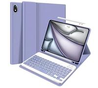 ABEIFAN iPad Air 6th Generation 11 inch 2024 Case with Keyboard - iPad Air 5th/4th Generation 10.9 inch Case with Detachable Wireless Keyboard and Pencil Holder Auto Wake/Sleep, Purple