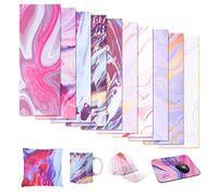 Abeillo 10 Sheets Infusible Ink Transfer Sheets for Mug Press, Watercolor Infusible Ink Sheet, Pre-Printed Sublimation Transfer Paper for Mug Coasters Fabric, 12" x 4.5" (Marbled)