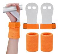 Abeillo 2 Gymnastics Grips Wristbands Sets for Girls Youth Kids, Gymnastic Hand Grips Gymnastic Bar Palm Protection and Wrist Support Sports Accessories for Kids Workout and Exercise (Orange, M)