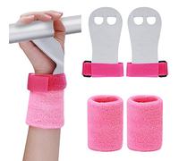 Abeillo 2 Gymnastics Grips Wristbands Sets for Girls Youth Kids, Pink Gymnastic Hand Grips Gymnastic Bar Palm Protection and Wrist Support Sports Accessories for Kids Workout and Exercise (X-Small)