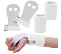 Abeillo 2 Gymnastics Grips Wristbands Sets for Girls Youth Kids, White Gymnastic Hand Grips Gymnastic Bar Palm Protection and Wrist Support Sports Accessories for Kids Workout and Exercise (M)