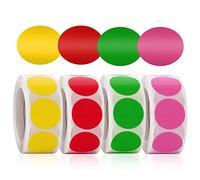 Abeillo 2000Pcs Coloured Dot Stickers 25mm Round Sticky Dots Label Circle Color-Code Stickers Label Solid Color Small Sticker for Coloring and Decorating (Red, Pink, Yellow, Green)