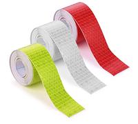 Abeillo 3 Rolls Reflective Tape Outdoor Waterproof Reflective Warning Tape Reflector Tape Night Safety Stickers Silver, Red, Yellow Reflective Tape for Trailer Bicycles Clothing (1 Inch x 30 Ft)