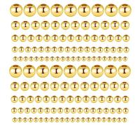 Abeillo 300Pcs Gold Smooth Round Spacer Beads-Assorted Size Round Spacer Beads Brass Tarnish Resistant Seamless Loose Beads for DIY Bracelet Jewelry Making (2/3/4/5/6MM-Gold)