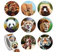 Abeillo 500 Pcs Zoo Animals Stickers for Kids Age 2-5, 1 Inch Round Wild Animal Stickers for Kids Learning Animals, Classroom Home Rewards Stickers
