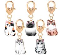 Abeillo 5Pcs Cute Cat Key Chain Kawaii Cat Charms Strap Women Girls Small Metal Keychain for Backpack, Wallet, Keychain Pendant