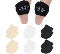 Abeillo 6 Pairs Toe Topper Socks, Invisible Non-Skid Half Seamless Mule Socks, No Show Half Socks for Women, Ankle Socks Invisible Boat Socks (Ladies Size 7-11, White, Black, Skin)