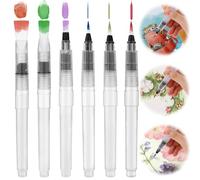 Abeillo 6PCS Watercolour Brushes Pen Set, 3Pcs Point Tip and 3Pcs Flat Tip Water Brush Pen, Refillable Watercolour Aqua Paint Brushes for Watercolor Painting Calligraphy Lettering