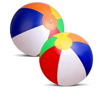 Abeillo Beach Balls 2 Pack - 13 Inch Inflatable Beach Balls - Water Toys Ball Beach Toys for Summer Beach, Pool Games and Party Outdoor Activity (Rainbow)