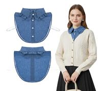 Abeillo Denim Fake Collar Dickey Collar for Women, Blouses & Button-Down Shirts, Detachable Dickey Collars Blouse Top for Denim Blouse Accessory for Lady Girls