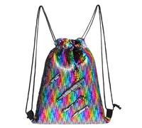 Abeillo Drawstring Backpack Bag, Holographic Sequin Draw String Backpack Foldable Backpack Drawstring Bags for Gym, Sports, Swimming, Yoga