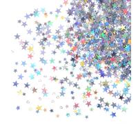 Abeillo Glitter Star Confetti with Diamond, 60g 6mm Metallic Foil Sprinkles Table Glitter, Twinkle Sequins Scatter Star Confetti for Birthday Party, Halloween, Christmas Decoration
