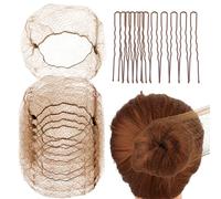 Abeillo Hair Nets for Buns, Ballet Hair Net, 20 Pcs 50 Cm Individual Package Invisible Hair Nets and 40 Pcs U Shaped Hair Pins Set for Women, Girls, Ballet Dancer, Nurse(Brown)