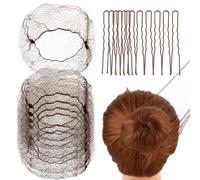 Abeillo Hair Nets for Buns, Ballet Hair Net, 20 Pcs 50 Cm Invisible Hair Nets and 40 Pcs U Shaped Hair Pins Set for Women, Girls, Ballet Dancer, Nurse(Coffee)