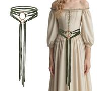 Abeillo Long Rope Belt, Medieval Viking Troll Cross Belt for Women, Ren Fair Belt, Witch Rope Belt, Medieval Accessories for Women, Green, L