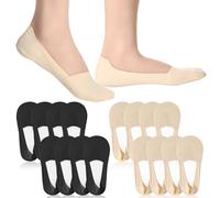 Abeillo No Show Trainer Socks Womens, 8 Pairs Non Slip Cotton Low Cut Liner Socks for Women Size 4-7 Invisible Footies Socks for Flat Boat (Size 4-7, Black/Skin)