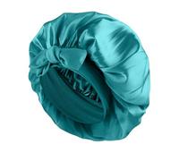Abeillo Satin Sleep Bonnets for Women, 1PC Satin Night Sleeping Cap Soft Silk Bonnets for Sleeping, Hair Bonnet with Tie Band for Curly Hair Braid Women (Blue Zircon)