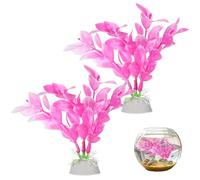 Abeillo Silk Aquarium Plants for Betta Fish Tank, 2Pcs 10cm Small Aquarium Plants Decorations Plastic Artificial Plant Aquatic Water Grass Decoration