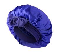 Abeillo Silk Sleep Bonnets for Women, 1PC Adjustable Satin Night Sleeping Cap Soft Elastic Band Silk Bonnets for Sleeping, Hair Bonnet with Tie Band for Curly Hair Braid Women (Navy Blue)