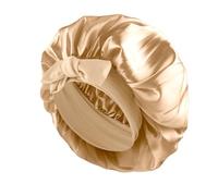Abeillo Silk Sleep Bonnets for Women, 1PC Adjustable Satin Night Sleeping Cap with Soft Elastic Band, Hair Bonnet with Tie Band for Curly Hair Braid Women (Gold)