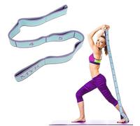 Abeillo Stretching Strap with Loops, Elastic Yoga Straps for Stretching Equipment, Stretch Band for Physical Therapy, Pilates, Yoga, Dance, Gymnastics Exercise and Flexibility (Blue)