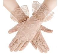 Abeillo Women Lace Gloves Elegant Wedding Gloves Short Tea Party Glove Courtesy Glove for Opera Evening Wedding Tea Party Prom 1920s (Nude)
