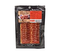aBeiou. 100gr SLICED ACORN-FED IBERICO PORK LOIN - Spanish Lomo Iberico de Bellota - CERTIFIED Hycer Guarantee. Cured handmade in Guijuelo (Salamanca) Patanegra vacuum packed. 100gr.