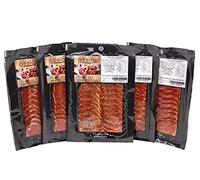 aBeiou. 500gr SLICED IBERICO PORK LOIN - Spanish Lomo Iberico de Cebo. CERTIFICATE Hycer guarantee. Cured handmade in Guijuelo (Salamanca) Iberic Sausages Patanegra Vacuum Packed. Pack 5x100 grs