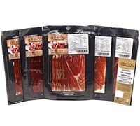 aBeiou. 500gr SLICED Spanish BONELESS IBERICO HAM - Jamon Iberico de Cebo - Pata Negra. Vacuum Packed. Cured +30 Months in Guijuelo (Salamanca). Hycer Warranty Certificate. Pack 5x100 gr envelopes.