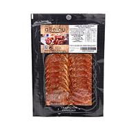 aBeiou. Sliced IBERICO Pork LOIN - Spanish Lomo Iberico de Cebo. Certificate Hycer Guarantee. Cured Handmade in Guijuelo (Salamanca) Iberic Sausages Patanegra Vacuum Packed. 100 grs.