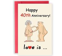 Abeletree Happy 40th Anniversary Card for Men Women, Funny 40 Years Anniversary Ideas Gifts for Couple Husband Wife, Unique Ruby Gifts for 40 Years Wedding Valentines Birthday Anniversary Day