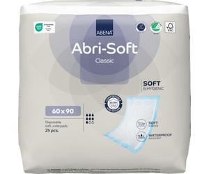 ABENA Abri-Soft Classic Disposable Incontinence Bed Pads, Eco-Labelled Incontinence Underpads, Leak Protection, Soft & Secure Bed Protectors For Incontinence - 60x90cm, 2200ml Absorbency, 25PK