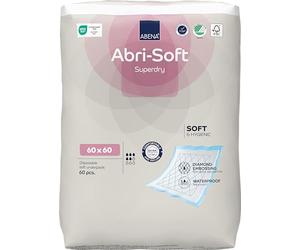 ABENA Abri-Soft Superdry Disposable Incontinence Bed Pads, Eco-Labelled Underpads, Leak Protection, Soft and Secure Bed Protectors - 60x60cm, 1000ml, 60PK