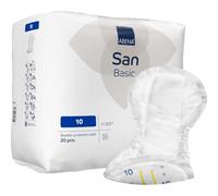 ABENA Basic San 10 Incontinence Pads for Men & Women - Breathable, Discreet Shaped Pads for Moderate to Heavy Bladder Weakness, Fast Absorption, Odor & Leak Protection - Pack of 20