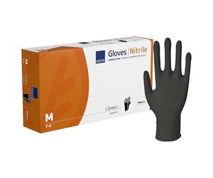 ABENA Black Disposable Nitrile Gloves, Medium, Pack of 100, Powder Free, Latex Free, Examination Gloves for Cleaning, Food Prep, Beauty, Medical & Hygiene, Strong Single Use Protective Gloves