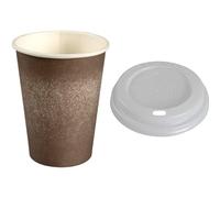 ABENA Gastro Brown Paper Cups for Hot Drinks Gastro Eco-Friendly Sip Through Lid | Pack of 100 | 12 oz