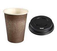 ABENA Gastro Brown Paper Cups for Hot Drinks Gastro Sip Through Lid | 12 oz | Pack of 100