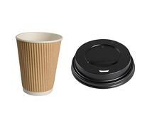 ABENA Gastro-Line Disposable Hot Cup with Ripple Wall Outer Design, 40 astro-Line Sip Through Lid, 9cm