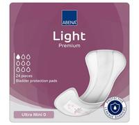 ABENA Light Ultra Mini 0, Pack of 24, 100ml, Ultra Thin Absorbent Pantyliners for Light Bladder Leaks, Adhesive Back, Soft, Breathable & Comfortable Design for Incontinence
