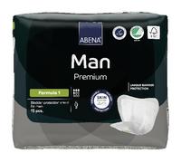 Abena Man Formula 1 Incontinence Pads for Men, 15 Count, Eco-Friendly, Breathable, Comfortable, Absorbs up to 15.2 fl oz