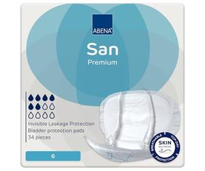 ABENA San Premium Mens & Womens Incontinence Pads, Breathable & Comfortable, Fast Absorption, Discreet & Effective Shaped - Premium 6, 1600ml Absorbency, 34PK