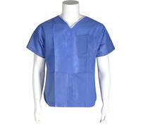 ABENA Scrub Suit | Shirt | Medium | 74x62cm | Dark Blue | SMS | Single Packed | Non-Sterile | Single Use | Medical Scrubs | Unisex Medical Uniforms & Scrubs | 3 Pocket Scrub Tops |