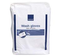 ABENA Single Use Wash Gloves, Pack of 50 (White) - 23 x 16 cm (PE Inside)