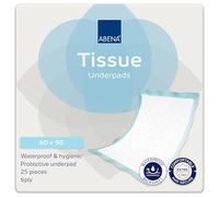 ABENA Tissue Underpads, 60 x 90cm, 650ml, Pack of 25, Disposable Bed & Chair Protection Pads, 6 Layer Absorbent Underpads for Incontinence, Wound Care & Hygiene