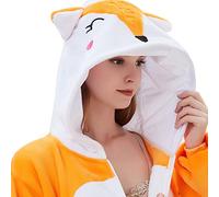 ABENCA Women Fox Onesie Pajama Costume Adult Animal Halloween Christmas Cosplay Onepiece, L