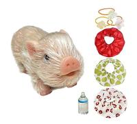 Abenduot 13cm Silicone Pig Doll Toy with Accessory, Mini Soft Lifelike Silicones Pig Doll Full Silicone Body Piggy Toys Cute Miniature Reborn Pigs Toy for Home Garden Decoration
